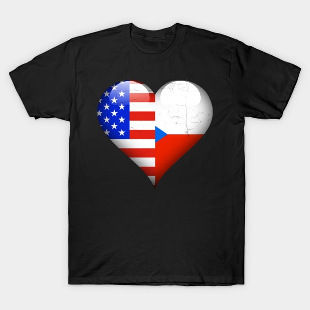 Half American Half Czech - Gift for Czech From Czech Republic T-Shirt by Country Flags